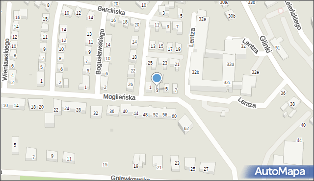 Bydgoszcz, Mogileńska, 3, mapa Bydgoszczy