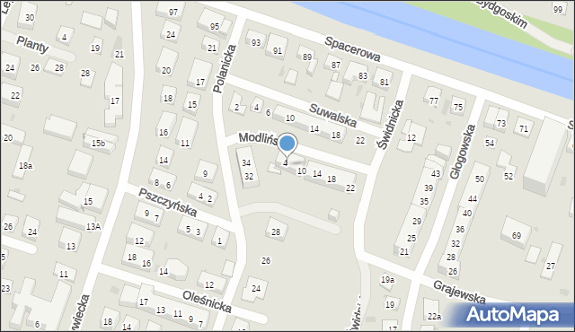 Bydgoszcz, Modlińska, 6, mapa Bydgoszczy