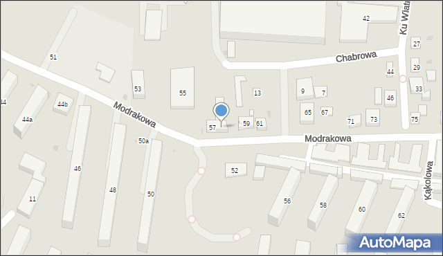 Bydgoszcz, Modrakowa, 57a, mapa Bydgoszczy