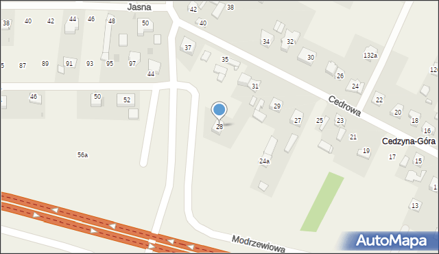 Cedzyna, Modrzewiowa, 28, mapa Cedzyna