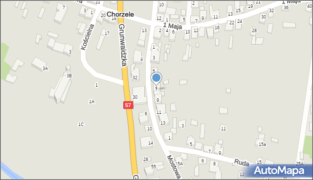 Chorzele, Mostowa, 7, mapa Chorzele