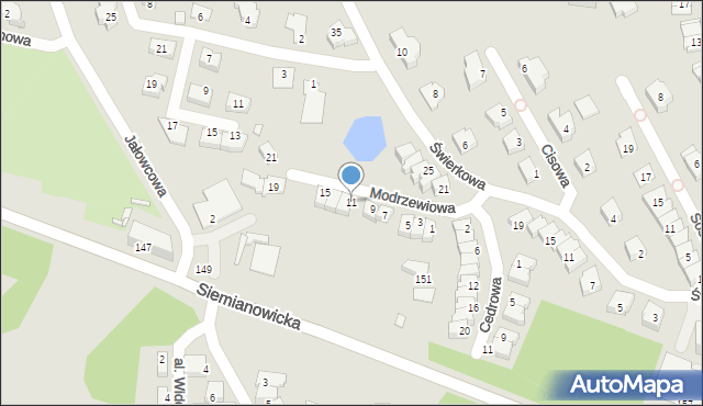 Chorzów, Modrzewiowa, 11, mapa Chorzów