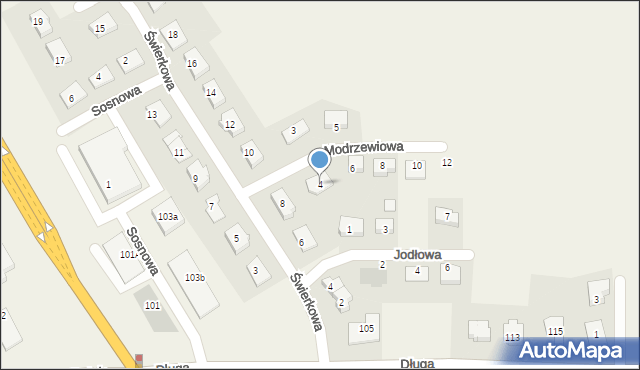 Cieplewo, Modrzewiowa, 4, mapa Cieplewo