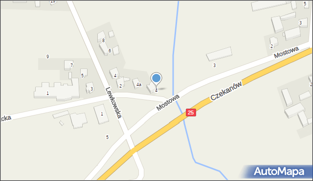 Czekanów, Mostowa, 4, mapa Czekanów