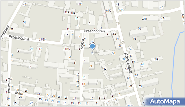 Częstochowa, Mokra, 5, mapa Częstochowy