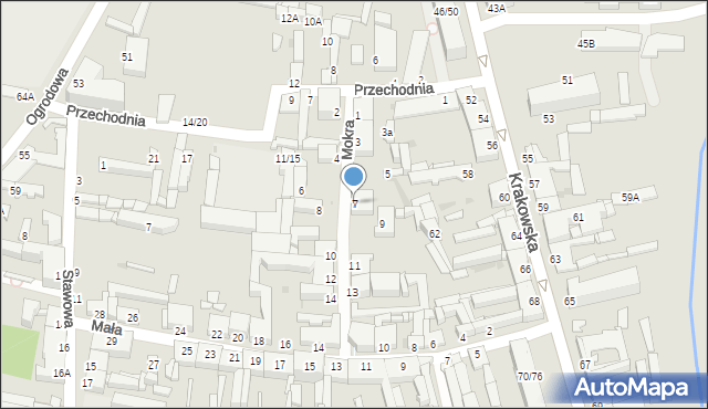Częstochowa, Mokra, 7, mapa Częstochowy