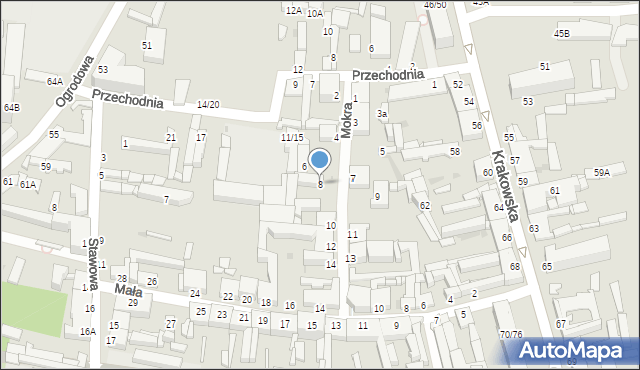 Częstochowa, Mokra, 8, mapa Częstochowy