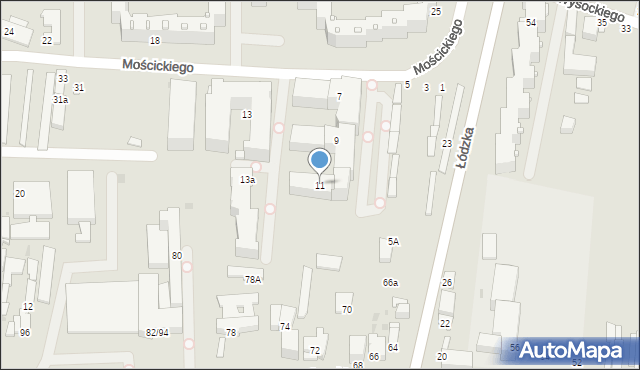 Częstochowa, Mościckiego Ignacego, 11, mapa Częstochowy