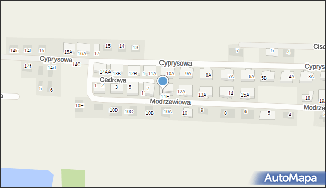 Dąbcze, Modrzewiowa, 11F/1, mapa Dąbcze