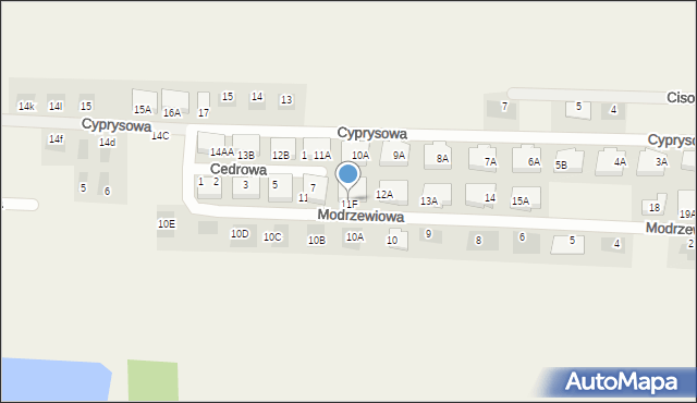 Dąbcze, Modrzewiowa, 11F, mapa Dąbcze