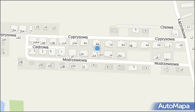 Dąbcze, Modrzewiowa, 13B, mapa Dąbcze