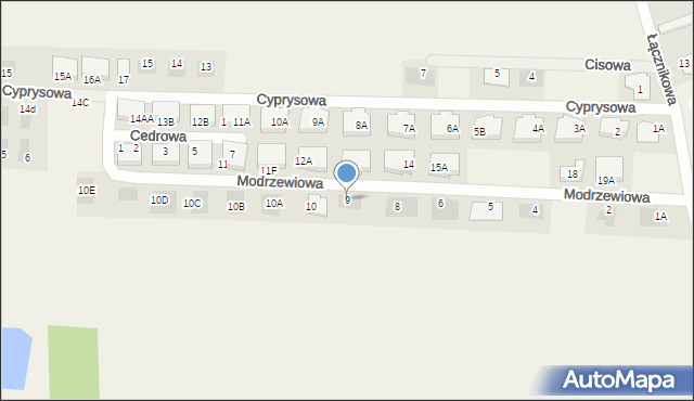 Dąbcze, Modrzewiowa, 9, mapa Dąbcze