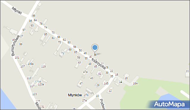 Dęblin, Modrzycka, 38, mapa Dęblin