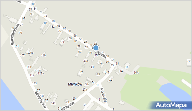 Dęblin, Modrzycka, 45, mapa Dęblin