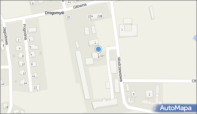 Drogomyśl, Modrzewiowa, 4, mapa Drogomyśl