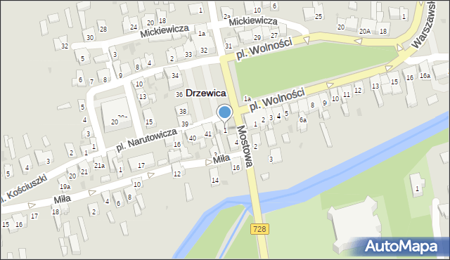 Drzewica, Mostowa, 1, mapa Drzewica