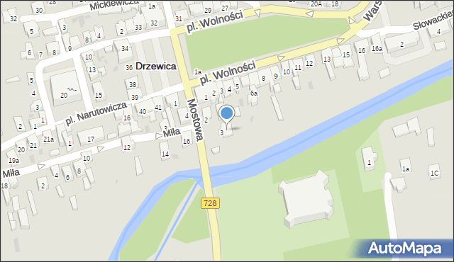 Drzewica, Mostowa, 4, mapa Drzewica