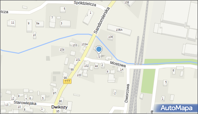 Dwikozy, Mostowa, 1, mapa Dwikozy