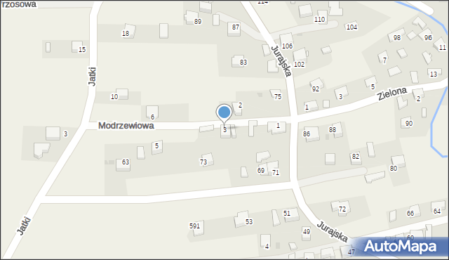 Filipowice, Modrzewiowa, 3, mapa Filipowice