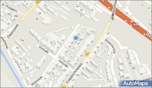 Gliwice, Moniuszki Stanisława, 18a, mapa Gliwic