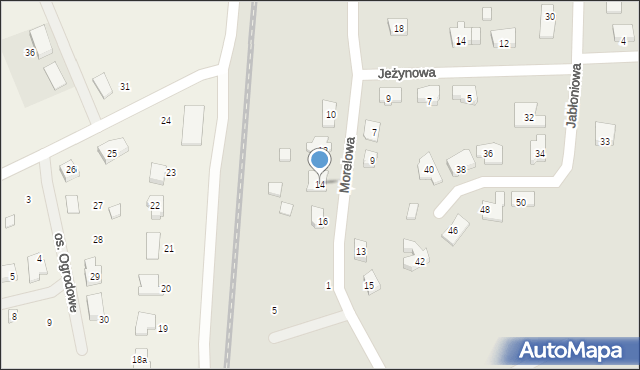 Gniezno, Morelowa, 14, mapa Gniezna