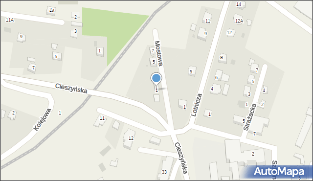 Goleszów, Mostowa, 1, mapa Goleszów