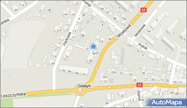 Gostyń, Mostowa, 7A, mapa Gostyń