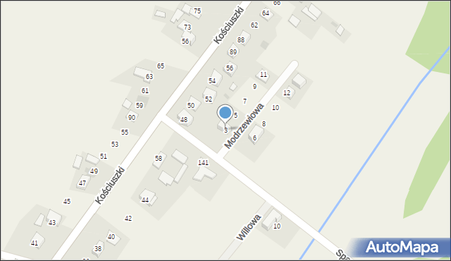 Goszyce, Modrzewiowa, 3, mapa Goszyce