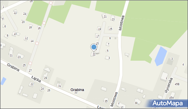 Grabina, Modrzewiowa, 11, mapa Grabina