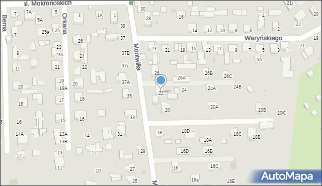 Grodzisk Mazowiecki, Montwiłła J., 22, mapa Grodzisk Mazowiecki