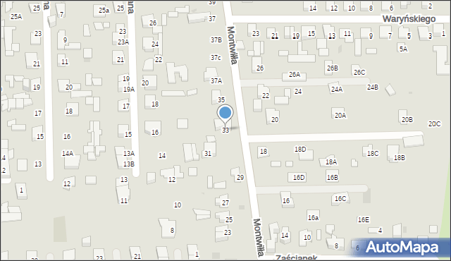 Grodzisk Mazowiecki, Montwiłła J., 33, mapa Grodzisk Mazowiecki