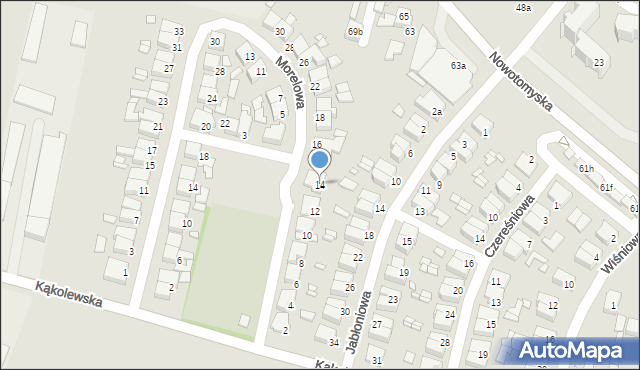 Grodzisk Wielkopolski, Morelowa, 14, mapa Grodzisk Wielkopolski