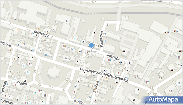 Grodzisk Wielkopolski, Mossego, 16a, mapa Grodzisk Wielkopolski