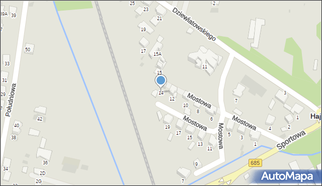 Hajnówka, Mostowa, 14, mapa Hajnówka