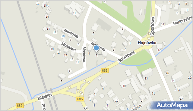 Hajnówka, Mostowa, 3, mapa Hajnówka