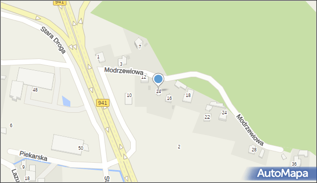 Harbutowice, Modrzewiowa, 14, mapa Harbutowice