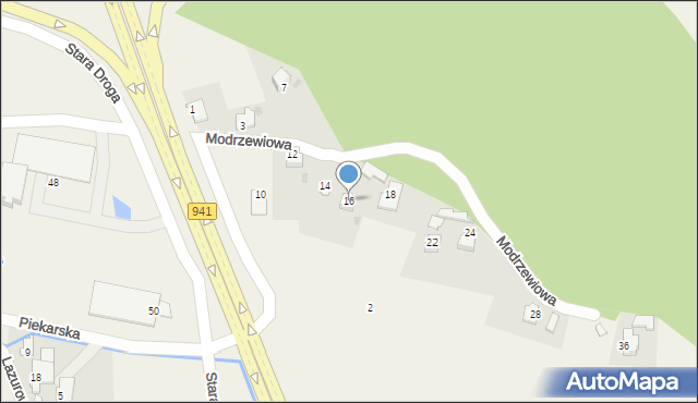 Harbutowice, Modrzewiowa, 16, mapa Harbutowice