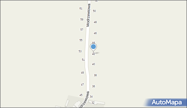 Hucisko, Modrzewiowa, 42, mapa Hucisko