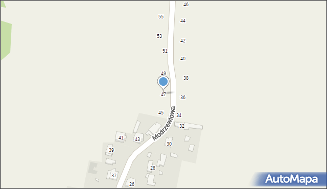 Hucisko, Modrzewiowa, 47, mapa Hucisko