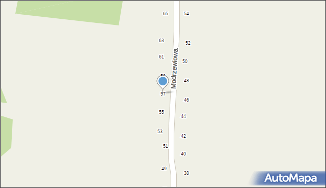 Hucisko, Modrzewiowa, 57, mapa Hucisko