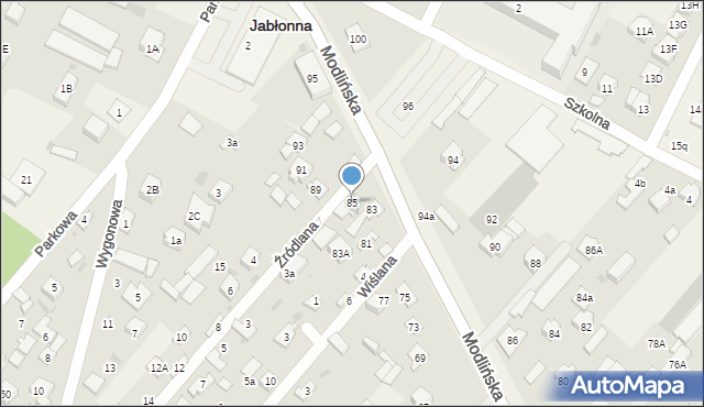 Jabłonna, Modlińska, 85, mapa Jabłonna