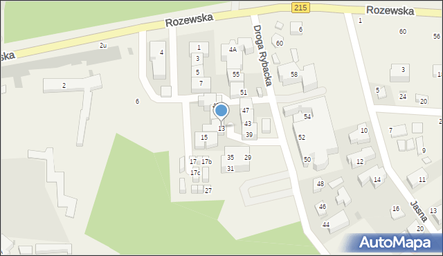 Jastrzębia Góra, Motelowa, 13, mapa Jastrzębia Góra