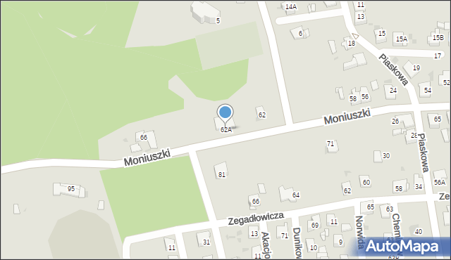 Jaworzno, Moniuszki Stanisława, 62A, mapa Jaworzno