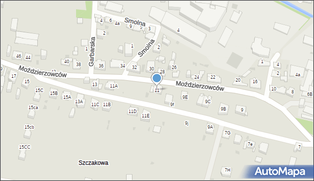 Jaworzno, Moździerzowców, 11, mapa Jaworzno