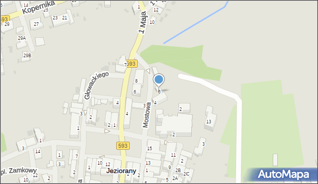 Jeziorany, Mostowa, 6, mapa Jeziorany