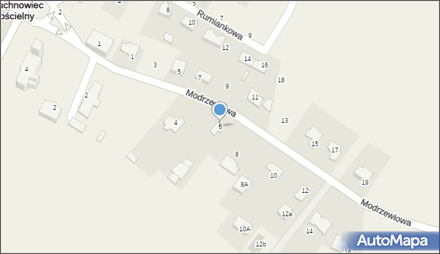 Juchnowiec Kościelny, Modrzewiowa, 6, mapa Juchnowiec Kościelny