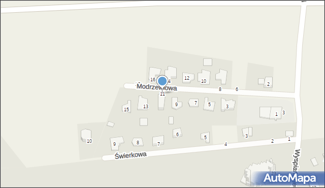 Kargoszyn, Modrzewiowa, 11, mapa Kargoszyn