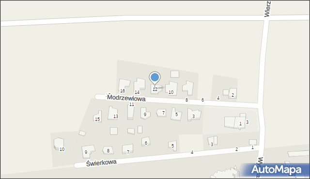 Kargoszyn, Modrzewiowa, 12, mapa Kargoszyn