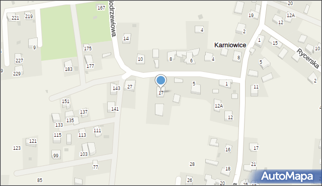 Karniowice, Modrzewiowa, 17, mapa Karniowice