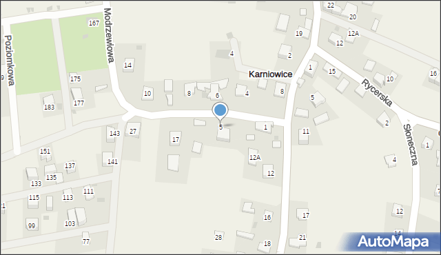 Karniowice, Modrzewiowa, 5, mapa Karniowice